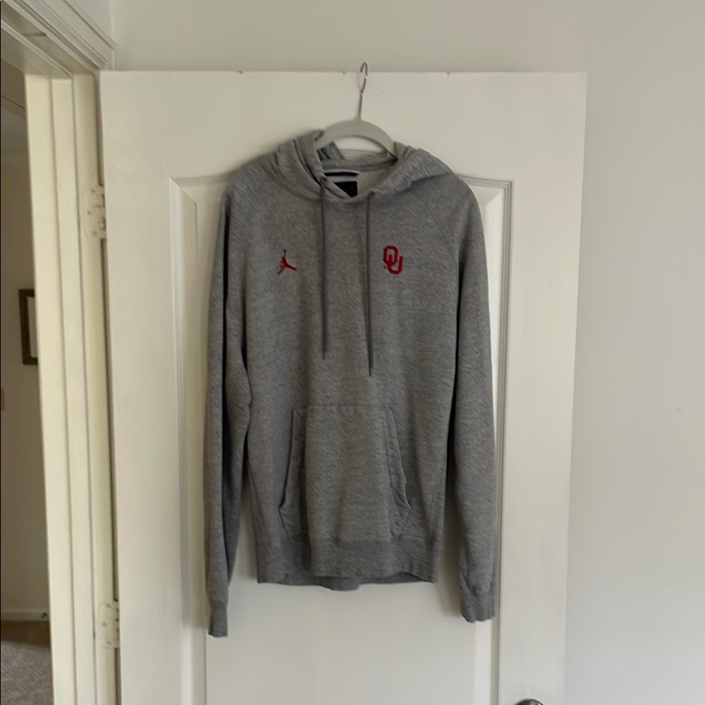 OU Nike Gray Hoodie with Red Accents